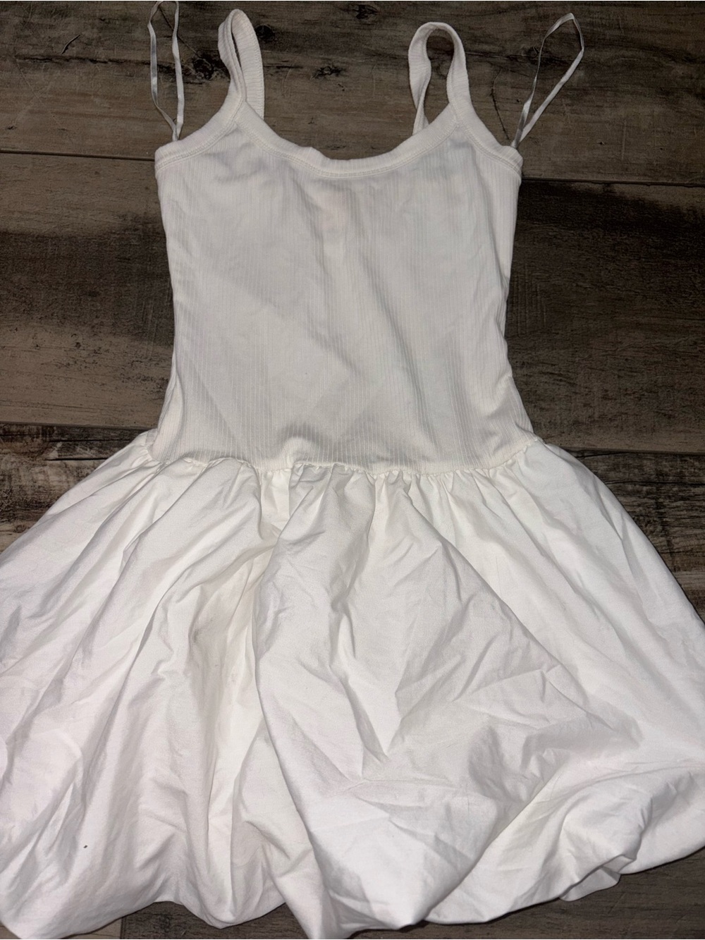 White Spaghetti-Strap Bubble Dress